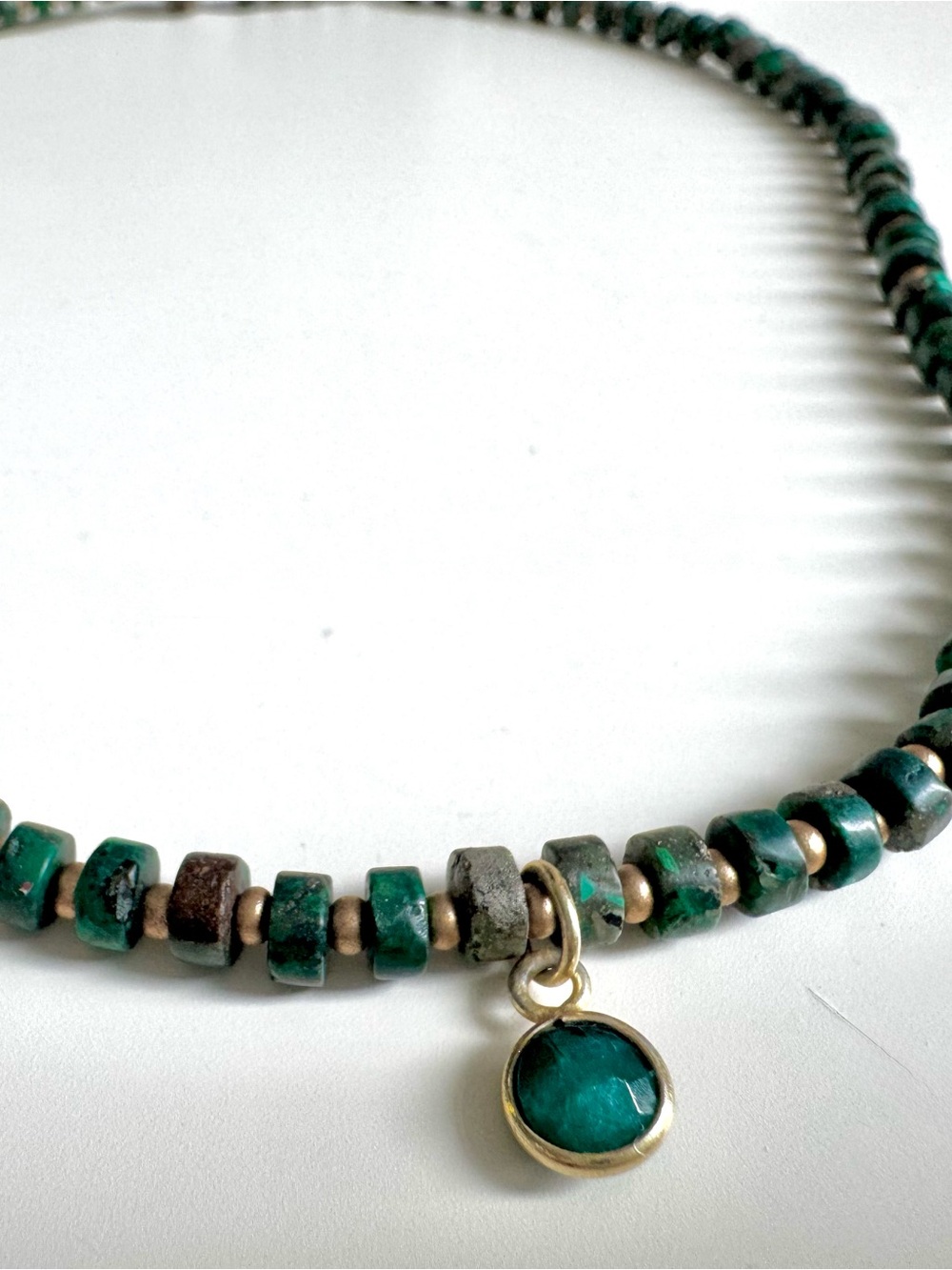 Green Malachite Beaded Emerald Pendant Necklace